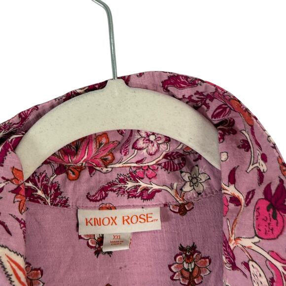 Knox Rose Purple Floral Button Front Shirt Linen Blend Boho Preppy Womens XXL - Picture 3 of 6